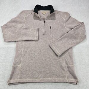 Woolrich Mens‎ Beige Sweater Medium Quarter Zip Long Sleeve